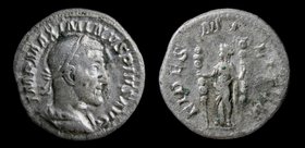 Maximinus I Thrax (235-238), AR denarius. Rome, 3.02g, 19mm. 
Obv: IMP MAXIMINVS PIVS AVG, laureate, draped and cuirassed bust r.
Rev: FIDES MILITVM...