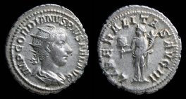 Gordian III (238-244) AR antoninianus, issued 239. Rome, 3.68g.
Obv: IMP GORDIANVS PIVS FEL AVG, radiate draped and cuirassed bust right, seen from b...