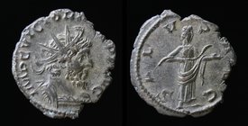 Victorinus (269-271), AE antoninianus, issued 269-70. Cologne, 2.37g, 20mm. 
Obv: IMP C VICTORINVS P F AVG, radiate and cuirassed bust right.
Rev: S...