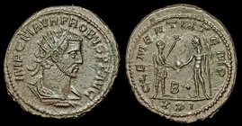 Probus (276-282), billon antoninianus, issued 276. Antioch. 4g
Obv: IMP C M AVR PROBVS P F AVG, Radiate, draped and cuirassed bust right.
Rev: CLEME...
