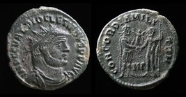 Diocletian (284-305), AE post-reform radiate, issued 295-8. Heraclea, 2.78g, 21mm.
Obv: IMP C C DIOCLETIANVS P F AVG; radiate, draped, and cuirassed ...