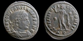 Constantine I ‘The Great’ (307-337), AE Follis, issued 313. Rome, 2.77g, 20-22mm.
Obv: IMP CONSTANTINVS P F AVG, laureate, draped and cuirassed bust ...