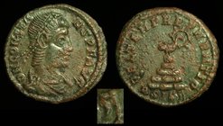 Constans (337-350), AE3, issued 348-50. Siscia, 2.16g.
Obv: D N CONSTANS P F AVG, pearl diademed, draped and cuirassed bust right
Rev: FEL TEMP REPA...