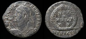 Iulian II ‘The Apostate' (361-363). AE3. Heraclea, 2.8g.
Obv: D N FL CL IVLIANVS P F AVG, Helmeted and cuirassed bust left, spear in right hand, shie...
