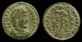 Valentinian I (364-375), AE3. Siscia, 2.51g.
Obv: D N VALENTINIANVS P F AVG, diademed, draped, and cuirassed bust right.
Rev: GLORIA ROMANORVM, empe...