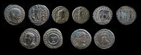 Group lot (5 coins): late Roman bronze including scarce types

Licinius I (308-324), AE Follis, issued 321-3. Antioch, 3.3g, 19mm.
Obv: IMP C VAL L...