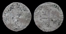 FRANCE: Henry IV (1589-1610), AR Douzain, issued 1594. 1.6g, 23mm.
Obv: FRAN.ET.NA.REX.B.HENRICVS.IIII.DG. Crowned 3 fleur-de-lis coat of arms, H on ...