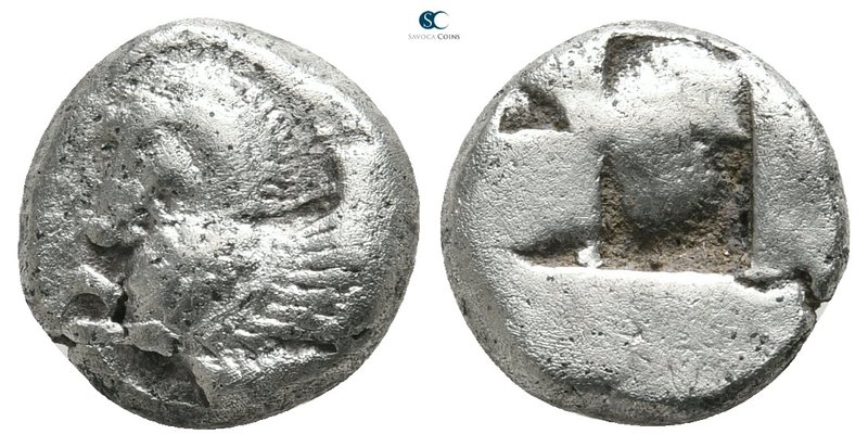 Macedon. Argilos 495-478 BC. 
1/6 Stater AR

11 mm., 2,37 g.

Pegasos forep...