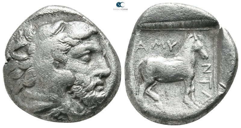 Kings of Macedon. Aigai. Amyntas III 393-369 BC. 
Stater AR

22 mm., 8,99 g....