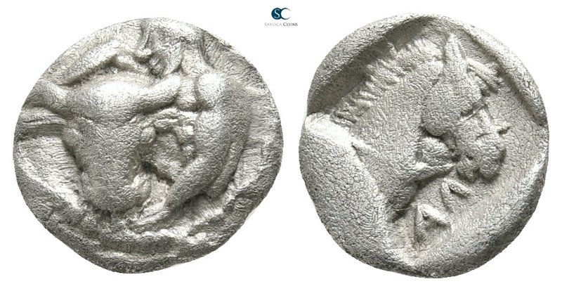 Thessaly. Larissa 460-440 BC. 
Obol AR

10 mm., 0,90 g.

Head and neck of b...