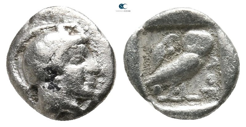 Attica. Athens 475-465 BC. 
Obol AR

8 mm., 0,64 g.

Head of Athena with pr...