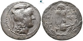 Attica. Athens. ΚΤΗΣΙ- (Ktesi-), ΕΥΜΑΧΟΣ (Eumachos), magistrates circa 165-142 BC. Tetradrachm AR. New Style coinage. Class II