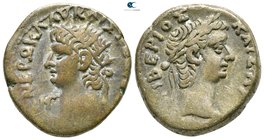 Egypt. Alexandria. Nero with Divus Tiberius AD 54-68. Dated RY 13 = AD 66/7. Billon-Tetradrachm