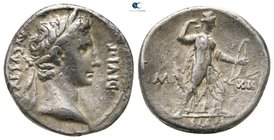 Augustus 27 BC-AD 14. Struck 11-10 BC. Lugdunum (Lyon). Denarius AR
