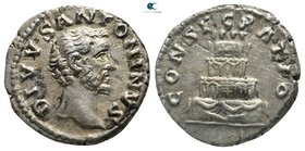 Divus Antoninus Pius AD 161. Struck under Marcus Aurelius and Lucius Verus. Rome. Denarius AR