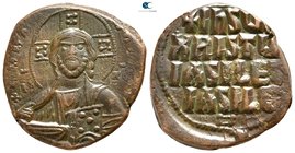 Attributed to Basil II and Constantine VIII AD 976-1028. Struck circa AD 976-1025. Constantinople. Anonymous follis Æ. Class A2