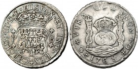 8 reales. 1768. Guatemala. P. VI-853. MBC+. Escasa.