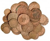 41 cobres de Segovia, casi todos diferentes: 8 maravedís 1815 a 1819, 1820 (3), 1822 a 1828 y 1830 a 1833; 4 maravedís (8), 1825 y 1827 a 1833; 2 mara...