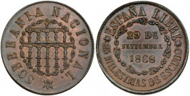 25 milésimas de escudo. 1868. Segovia. VII-7. R.B.O. EBC/EBC-. Muy escasa.