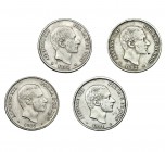 5 monedas de 50 centavos de peso. Manila. 1881, 1882, 1883 y 1885. MBC/MBC+.
