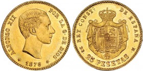 25 pesetas. 1876 *18-76. Madrid. DEM. VII-103. B.O. EBC+.