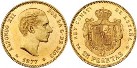 25 pesetas. 1877 *18-77. Madrid. DEM. VII-104. B.O. SC.