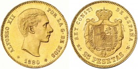 25 pesetas. 1880 *18-80. Madrid. MSM. VII-108. B.O. SC.