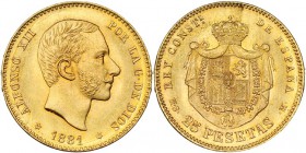 25 pesetas. 1881 *18-81. Madrid. MSM. VII-110. B.O. SC.
