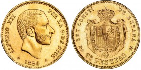 25 pesetas. 1884 *18-84. Madrid. MSM. VII-113. EBC+.