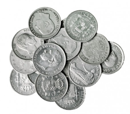 50 céntimos: 1869, 1870, 1880, 1881, 1885, 1889, 1890, 1894, 1896, 1900, 1904 PC...