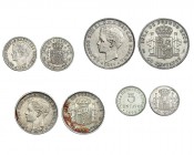 4 monedas de Puerto Rico. 5, 10, 20 y 40 centavos de peso. 1895 y 1896. PGV. VII-139, 149, 170 y 176. MBC-/MBC.