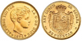 20 pesetas. 1896 *19-62. Madrid. MPM. VII-415. SC.