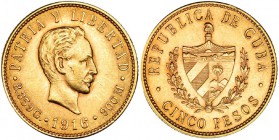 CUBA. 5 pesos. 1916. KM-19. Pequeñas marcas. EBC-.