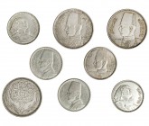 EGIPTO. Lote de 8 monedas: 10 piastras, 1933 (2); 10 piastras, 1937: 20 piastras, 1916, 1937, 1939 y 1956. MBC+/EBC.
