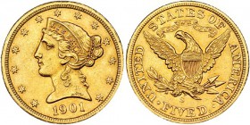 ESTADOS UNIDOS DE AMÉRICA. 5 dólares. 1901. S. KM-101. EBC-.