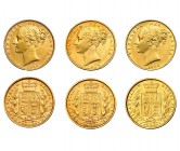 GRAN BRETAÑA. Lote de 3 libras. 1864, 1866 y 1868. EBC-/EBC.
