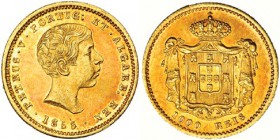 PORTUGAL. 1000 reis. 1855. D. Pedro V. GO-09.01. EBC+.