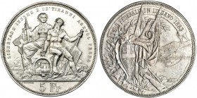 SUIZA. 5 francos. 1883. Lugano. KM-516. EBC+.