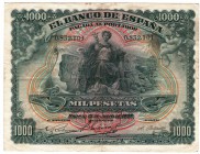 1000 pesetas. 7-1907. Sin serie. ED-B106. BC+.