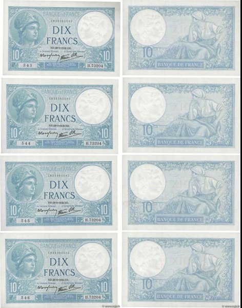 Country : FRANCE 
Face Value : 10 Francs MINERVE modifié Consécutifs 
Date : 28 ...