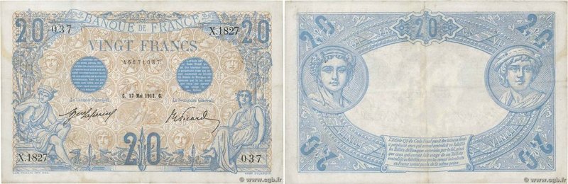 Country : FRANCE 
Face Value : 20 Francs BLEU 
Date : 17 mai 1912 
Period/Provin...
