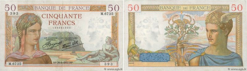 Country : FRANCE 
Face Value : 50 Francs CÉRÈS modifié 
Date : 26 août 1937 
Per...
