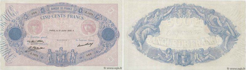 Country : FRANCE 
Face Value : 500 Francs BLEU ET ROSE 
Date : 10 juillet 1930 
...
