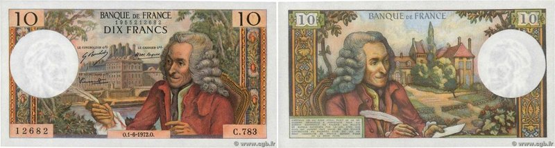 Country : FRANCE 
Face Value : 10 Francs VOLTAIRE 
Date : (04 mai 1972) 01 juin ...
