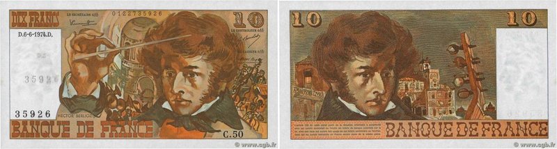 Country : FRANCE 
Face Value : 10 Francs BERLIOZ Fauté 
Date : 06 juin 1974 
Per...