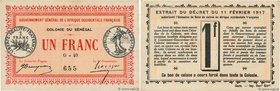 Country : SENEGAL 
Face Value : 1 Franc 
Date : 1917 
Period/Province/Bank : Gouvernement Général de l'A.O.F. 
Catalogue reference : P.2b 
Alphabet - ...