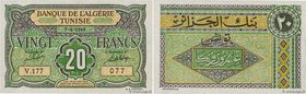 Country : TUNISIA 
Face Value : 20 Francs 
Date : 07 juin 1948 
Period/Province/Bank : Banque de l'Algérie et de la Tunisie 
Catalogue reference : P.2...