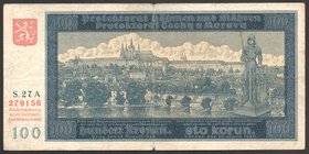 Bohemia & Moravia German Occupation-WWII 100 Korun 1940 
P# 6a; № S27A279156
