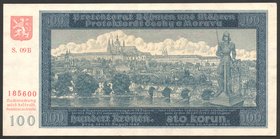 Bohemia & Moravia German Occupation-WWII 100 Korun 1940 II Emission
P# 7a; № S09B185600
