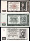 Bohemia & Moravia Lot of 3 Specimen Banknotes 
500 1000 5000 Korun 1942-1944; AUNC/UNC